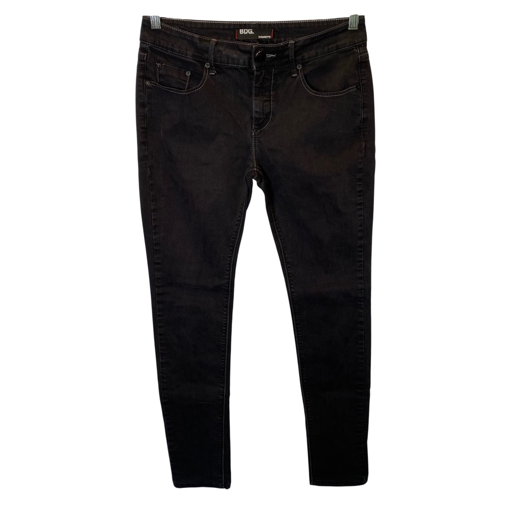 BDG Cigarette Jeans Womens 30 Black Slim Fit Mid Rise Tapered Denim Goth Grunge